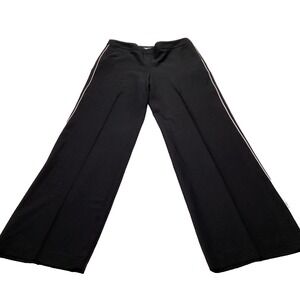 Long Tall Sally Black Wide Leg Dress Pants w/ White Piping Trim Size US 8 Tall